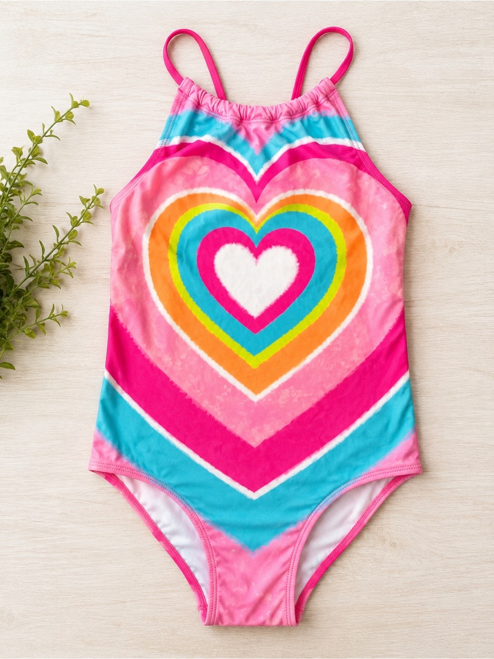 Hatley Girls Rainbow Heart One-Piece Swimsuit – Size 10
